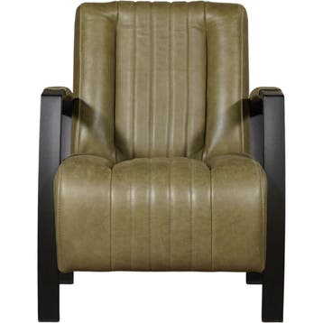 Leren fauteuil Glamour - Vintage Olive (olijf/groen), Nieuw, Ophalen of Verzenden, 50 tot 75 cm, Industrieel, Modern, Retro