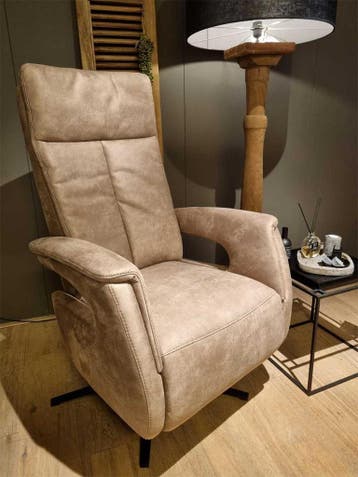 Relaxfauteuil Ommen microleder Bull 10 Liver, Nieuw, 75 tot 100 cm, Modern, Leer