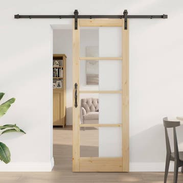 vidaXL Schuifdeur ORKDAL Natuurlijk en Zwart 73,5 x 198,5 cm, Verzenden, Nieuw