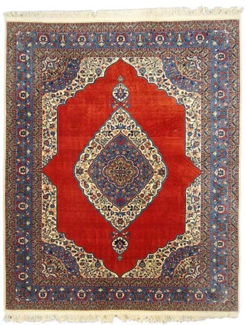 Perzisch tapijt Hereke 270x220 wollen vloerkleed Turkije, Huis en Inrichting, 200 cm of meer, Blauw, Ophalen of Verzenden, Zo goed als nieuw