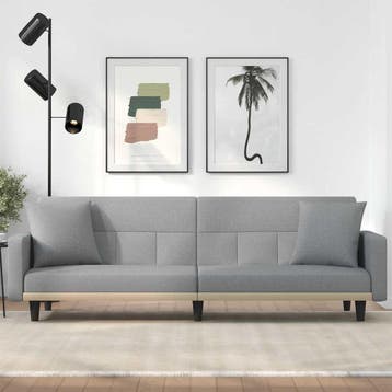 vidaXL Slaapbank met kussens stof lichtgrijs, Verzenden, Nieuw, Stof, Minder dan 150 cm
