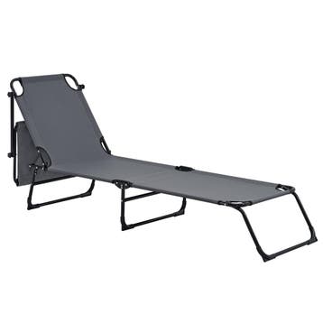 Ligbed ligstoel 187x53x27 cm met luifel set van 2 donkergrij, Tuin en Terras, Tuinsets en Loungesets, Verzenden, Nieuw