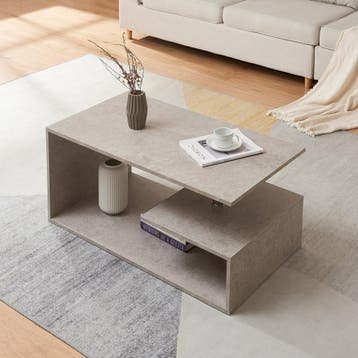 Salontafel Haarlem rechthoekig betonkleurig licht 90x50x41 c, Huis en Inrichting, Tafels | Salontafels, Verzenden, Nieuw