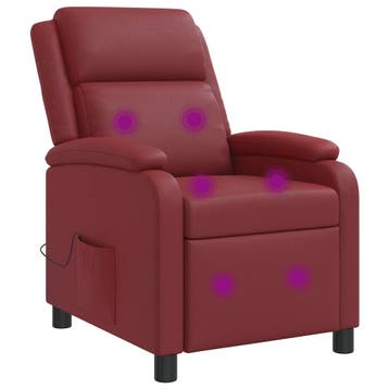 vidaXL Massage Recliner Wijnrood Kunstleer, Verzenden, Nieuw