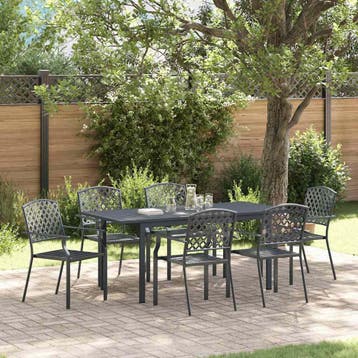 vidaXL Tuin eettafelset 7 st Antraciet Poedercoating staal, Verzenden, Nieuw, 7 zitplaatsen
