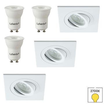 Set van 3 inbouwspots Vienna mini wit + LED spots GU11, Verzenden, Nieuw, Overige typen