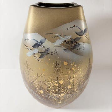 Vaas - Keramiek, Goud- en zilveren decoratie - Japan -