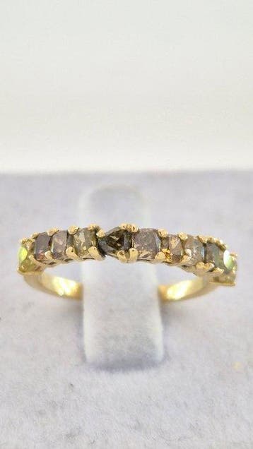 Ring - 14 karaat Geel goud - 1.04ct. tw. Gemengde kleuren, Nieuw