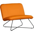 Oranje leren design stoel zonder armleuning - Loveseat -, Nieuw, Ophalen of Verzenden, 75 tot 100 cm, Industrieel, Modern, Retro