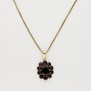 Ketting met hanger - 8 karaat Geel goud Granaat