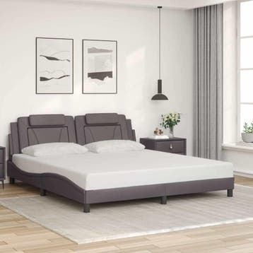 vidaXL Bedframe Viana zonder matras kunstleer grijs, Overige materialen, Eenpersoons, Verzenden, Nieuw