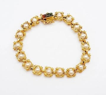 Armband - 18 karaat Geel goud Parel, Nieuw
