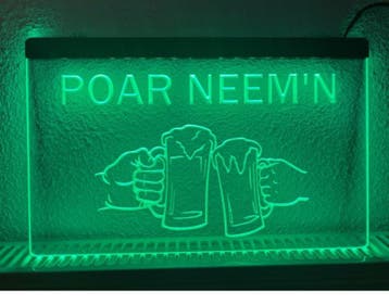 Poar neemn bier neon bord lamp verlichting reclame lichtbak, Verzenden, Nieuw