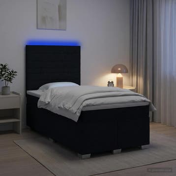 vidaXL Boxspringbed met matras met hoofdeinde Zwart 120 x, Verzenden, Nieuw, Twijfelaar, Zwart