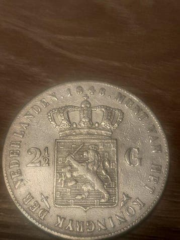 Nederland. Willem II. 2 1/2 Gulden 1848 (Zonder, Postzegels en Munten, Munten | Nederland