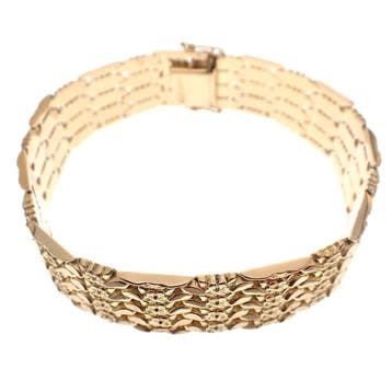 Vintage fantasie schakelarmband, Ophalen of Verzenden, Gebruikt, Goud, Goud