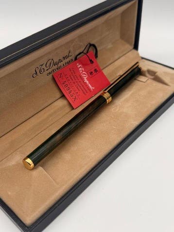 S.T. Dupont - Pluma st dupont laque de chine verde y marron, Verzamelen, Pennenverzamelingen, Nieuw