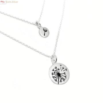 Zilveren set dandelion moeder dochter kettingen, Verzenden, Nieuw, Zilver