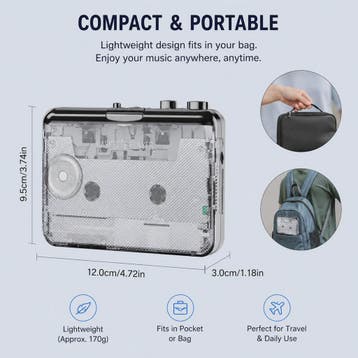 Draagbare Cassette Speler & MP3 Converter - USB Opname & Rad, Audio, Tv en Foto, Cassettedecks, Verzenden