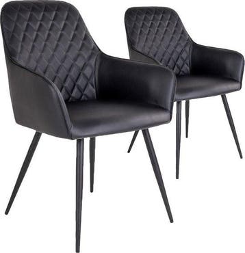 2dekans | House Nordic Harbo Eetkamerstoel Vegan Leer Zwart, Huis en Inrichting, Stoelen, Ophalen of Verzenden, Zo goed als nieuw