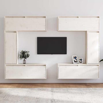 vidaXL Tv-meubelen 6 st massief grenenhout wit, Minder dan 50 cm, Verzenden, Nieuw, Minder dan 100 cm