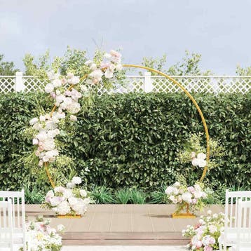 vidaXL Dubbele trouwboog Goud 220 x 45 x 200 cm Staal, Tuin en Terras, Verzenden, Nieuw