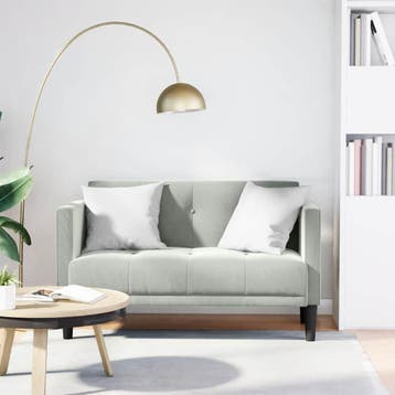 vidaXL Loveseat bank lichtgrijs 111 cm fluweel, Verzenden, Nieuw, Stof, Minder dan 150 cm