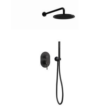Inbouw regendouche met wandarm 25cm douchekop mat zwart, Verzenden, Nieuw
