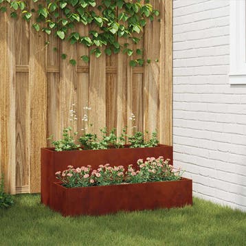 vidaXL Tuin Bloempot Roestig 100 x 60 x 45 cm Cortenstaal, Verzenden, Nieuw, Metaal, 60 tot 100 cm
