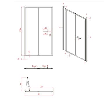 Nisdeur Lacus Ponza Evo Vouwdeur 95x200 Cm Mat Glas Chroom, Doe-het-zelf en Verbouw, Ophalen of Verzenden, Nieuw