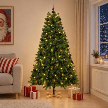 vidaXL Kunstkerstboom met kerstbal 240 cm 300 LEDs Warmwit, Verzenden, Nieuw