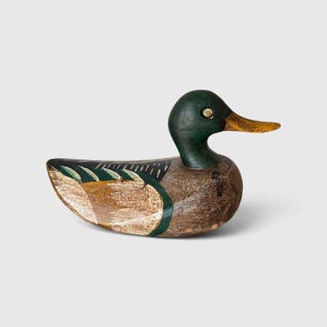 Lokeend - Vintage 25 cm Hunting Duck Decoy – Hand-Carved &