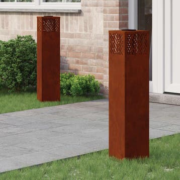 vidaXL Solar LED Pad Licht 2 pcs Brons Cortenstaal, Verzenden, Nieuw, Zonne-energie