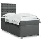 vidaXL Boxspring met matras stof donkergrijs 90x200 cm, Huis en Inrichting, Slaapkamer | Bedden, 90 cm, Eenpersoons, Verzenden