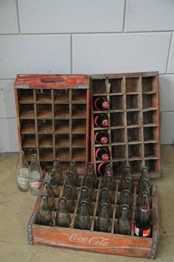 Coco Cola - Krat (34) - Hout en glas - Coca Cola kratten - 3