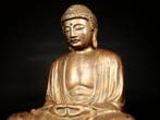 Zeldzaam antiek Japans Shakyamuni Boeddha-standbeeld  -, Antiek en Kunst