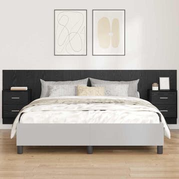 vidaXL Hoofdbord Met Kast 3 st Zwart Eiken Bewerkt hout, Verzenden, Nieuw, Zwart, Hout