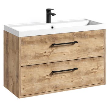 Badkamermeubel Florence 01 80 x 40 cm – Kastanje Eiken, Verzenden, Nieuw, Wastafelkast