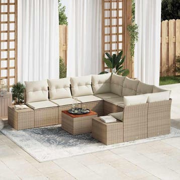 Tuin Sofa Set 9 Pcs - Beige en wit, Verzenden, Nieuw