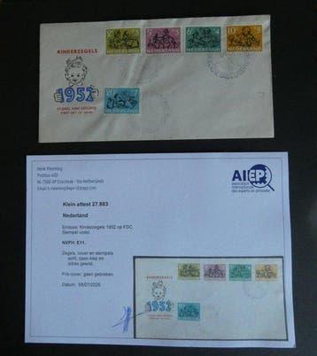 Nederland 1952 - Kinderzegels op FDC met gewist adres en, Gestempeld
