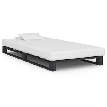 vidaXL Bedframe pallet massief grenenhout grijs 100x200 cm, 100 cm, Eenpersoons, Verzenden, Nieuw