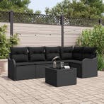 vidaXL Tuin Sofa Set met opslag 6 pcs Zwart poly rattan, Tuin en Terras, Verzenden, Nieuw, Rotan, 6 zitplaatsen