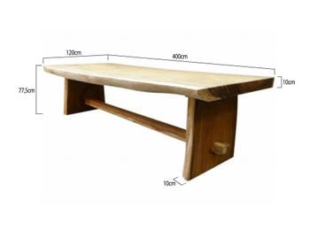 Boomstamtafel 400x120xH77,5 cm - bladdikte 10 cm, Ophalen of Verzenden, Nieuw