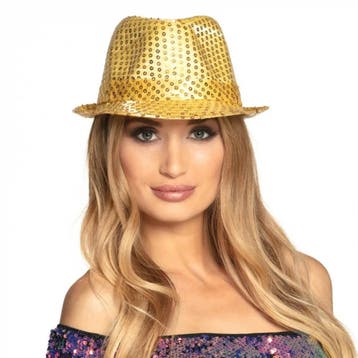 Hoed Goud popstar pailletten, Verzenden, Nieuw