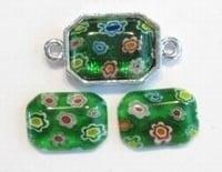 4 x plaksteen glas Italian style rechthoek Groen millefio..., Ophalen of Verzenden, Nieuw, Overige typen