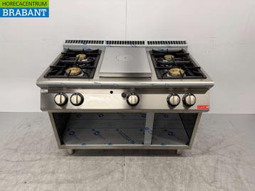RVS Gastro-M 4 Pits Fornuis met Doorkookplaat 120 cm GAS, Ophalen of Verzenden, Nieuw zonder verpakking