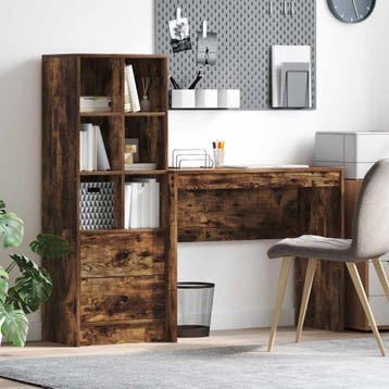 vidaXL Bureau Gerookt eiken 135,5 x 40 x 127 cm 2 st, Verzenden, Nieuw