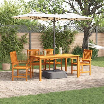 vidaXL Tuin eettafelset 5 st Bruin Massief Acaciahout, Verzenden, Nieuw, 5 zitplaatsen