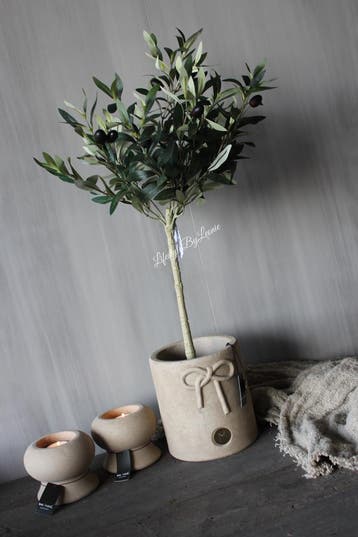 Brynxz planter with a bow Taupe 18 cm, Huis en Inrichting, Ophalen of Verzenden, Nieuw