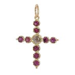 Hanger - 18 karaat Geel goud - Diamant - Amethist, Kruis